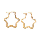 Stainless Steel Hoop Earrings Stainless Steel Star 29.5x26.5x1.5mm 1x0.7mm Z407