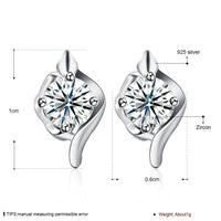 Sterling Silver Earrings  Stud AAA Zirconia  Push Back Clasp L765