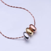 Rose Gold Plated  Necklace Pendant Gold Rose Beads 21 Inches 1MM Lobster B75