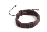 Genuine Leather Handmade Bracelet Mens  Unisex  Wrap Tribal Brown  H93