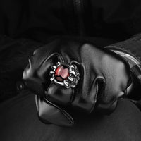 Stainless Steel Gothic Biker Tribal Ring Black Red Men's Unisex Claws B190