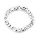 Stainless Steel Figaro Chain Bracelet Lobster Silver 8-3/8 inches(21.3cm) Z178