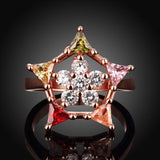 Rose Gold Plated Fashion Ring Green Pink Red AAA Zirconia Women B261