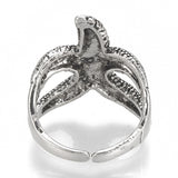 Cuff Finger Ring Wide Ring Starfish Antique Silver Size 8 Adjustable 18.5mm P403