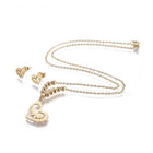 Stainless Steel Set Earrings Pendant Necklace Heart Butterfly Gold 17.7' P858
