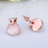 Rose Gold Epoxy Cateye Drop Stud Earrings L94