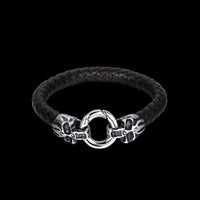 Stainless Steel Leather Bracelet 7.5 Inches 7.6MM Clip L350