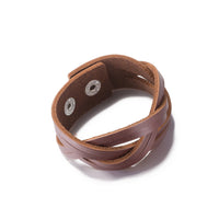 Leather Bracelet Brown 8 Inches 24MM Push button  L458