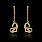 Gold Plated Earrings Drop Dangle AAA Zirconia French Clip Heart .64" L300