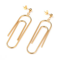 Stainless Steel Dangle Stud Earrings Ear Nuts Paper Clip Gold 75mm 0.8mm Z401