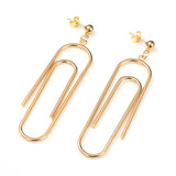 Stainless Steel Dangle Stud Earrings Ear Nuts Paper Clip Gold 75mm 0.8mm Z401