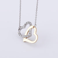 Yellow Gold Platinum Plated Necklace Pendant Heart Zirconia 18" 1MM Lobster B339