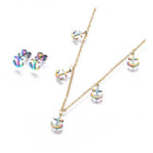 Stainless Steel Set Pendant Necklace Stud Earrings Back Anchor 16.6" P706