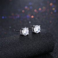 Sterling Silver Earrings  Stud AAA Zirconia  Push Back Clasp L732