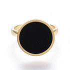 304 Stainless Steel Finger Rings Resin Flat Round Size 6~9 Gold 16~19mm Z690