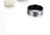 Men's Unisex Stainless Steel Ring Zirconia Plain Black Size 10 L46