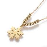 Stainless Steel Set Stud Earrings Pendant Necklace Snowflake Gold 17.7' P851