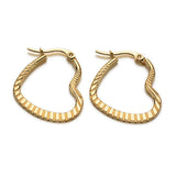 Heart 304 Stainless Steel Hoop Earrings Gold 27x23x2mm Pin 1x0.5mm  P618