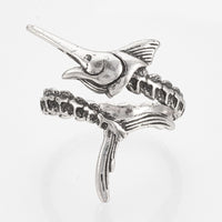 Alloy Cuff Finger Ring Swordfish Antique Silver Size 9 Adjustable 19mm P400