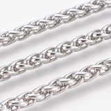 304 Stainless Steel Wheat Chain Bracelet Lobster Silver Color 8.5" 4mm  A114