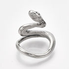 Alloy Cuff Finger Ring Snake Antique Silver Size 7 Adjustable 17mm P453