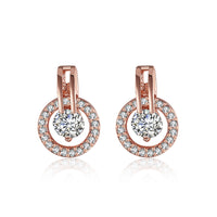 Rose Gold Plated Earrings Stud AAA Zirconia Push Back .48" L317