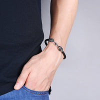 Stainless Steel Leather Bracelet  8.5 Inches 5MM Lobster L390