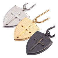 Stainless Steel Pendants Necklace Box Lobster Shield Cross Gunmetal 24" Z634