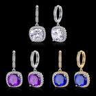 Yellow Gold Platinum Plated Earrings  Drop Dangle Zirconia Latch Back Clasp L594