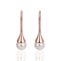 Rose Gold Fish Hook Drop Dangle Pearl Earrings L131