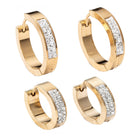 Stainless Steel Huggie Hoop Earrings Clay Crystal Rhinestone Ring Gold Z331