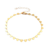 Heart Chain Anklet Bracelet Plated Stainless Steel Lobster Gold 9.6" Z11