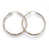 Stainless Steel Hoop Earrings Gold & Stainless Steel Color 38x35.5x5mm 1mm P165