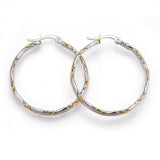 Stainless Steel Hoop Earrings Gold & Stainless Steel Color 38x35.5x5mm 1mm P165