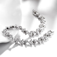 Platinum Plated Bracelet Zirconia Snap Box 8 Inches 7MM L151