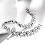 Platinum Plated Bracelet Zirconia Snap Box 8 Inches 7MM L151