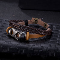 Leather Bracelet Brown 8.5 inches 12MM Push button  L462