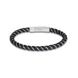 Stainless Steel Leather Bracelet8 Inches 6MM Pop style L399