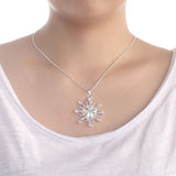 Sterling Silver Plated Necklace  Women's Pendant Flower Drop Lobster Clasp B373