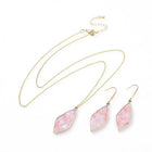 Cellulose Acetate Dangle Earring Pendant Necklace Set Horse Eye Pink 25" P760