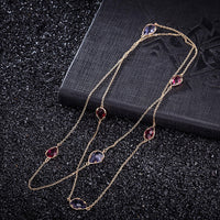 Yellow Gold Plated Necklace Chain AAA Zirconia Purple Red Lobster Clasp B383