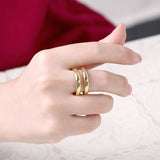 Gold Plated Fashion Ring Open Double Line For Women B159