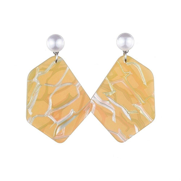 Dangle Earrings Cellulose Acetate Pearl Acrylic Goldrod 46mm Pin 0.8mm  P643