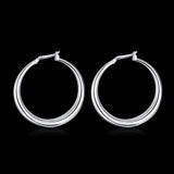 Sterling Silver Plated Earrings Hoop Hinged Hoop 1.36" L332