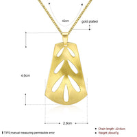 Yellow Gold Plated Necklace Women's Pendant Leaf 19" 1MM Lobster Clasp B253