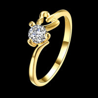 Yellow Gold Plated Ring Heart Plan AAA Zirconia Stone Heart B532