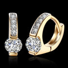 Yellow Gold Plated Earrings  Hoop Huggies AAA Zirconia  Latch Back Clasp L550