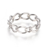 304 Stainless Steel Chain Finger Rings Wide Rings Silver Color Size 7 17mm  A42