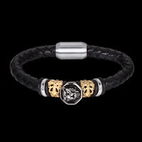 Stainless Steel Leather Bracelet 8 Inches 14MM Magnetic L349