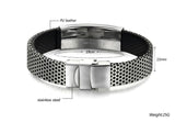 Unisex Men Women's Stainless Steel Black Rubber Bracelet 8" G11